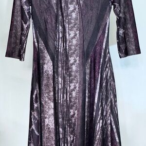 Robbie Bee Cowl Neck A-Line Dress Small Abstract Print 3/4 Sleeve Stretch Knit